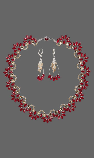 Jewelry Design - Single-Strand Necklace and Earring Set with Swarovski Crystal and Silver-Plated Brass Findings - Fire Mountain Gems and Beads