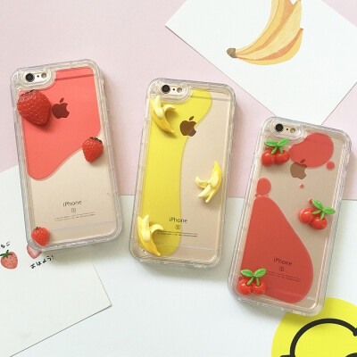 香蕉草莓樱桃iphone66s手机壳苹果6plus液体流动软胶6s保护套