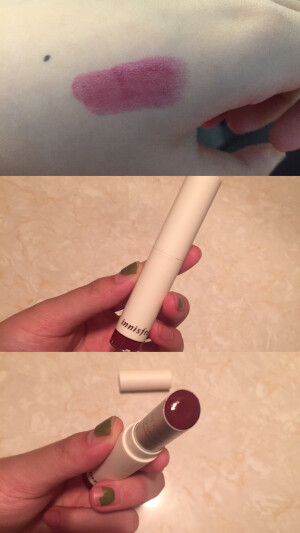 「悦诗风吟Innisfree2016年秋冬新款唇膏口红」买的9号色 看韩网试色的时候觉得颜色很深 图一的试色是我在傍晚车上拍的 就是自然光 厚涂了两遍 我一直觉得悦诗风吟这几年出的唇膏口红颜色都很好看性价比也高 也很润但是看着不油 上嘴唇这个颜色超好看 整嘴涂有点艳 涂咬唇超好看