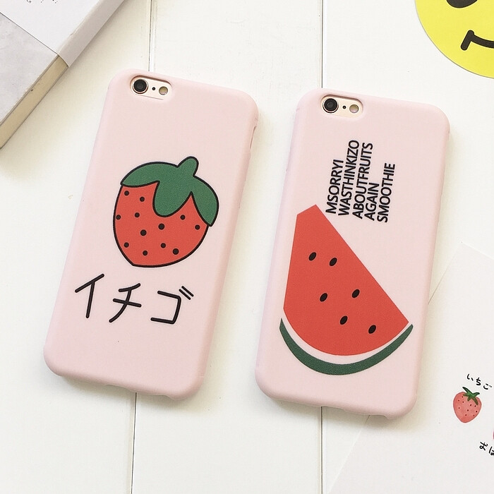 日韩草莓西瓜iphone6s手机壳苹果6splus粉磨砂全包软硅胶6保护套