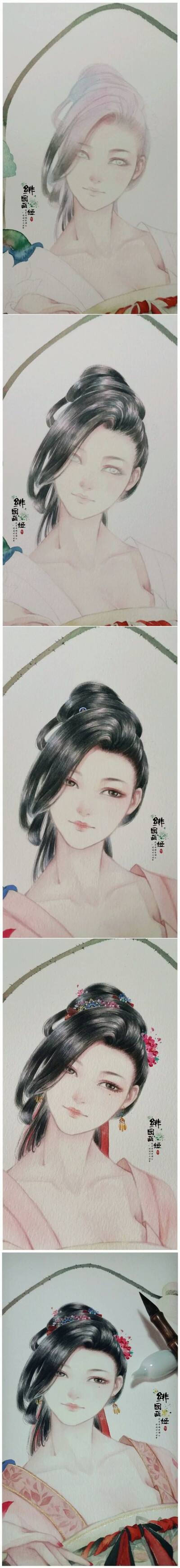 收集 水彩画 插画 涂鸦 手账插画 儿童画 大触 p站 绯园画姬 水彩人物教程 中国 古风 仕女图 汉服 发饰 发簪