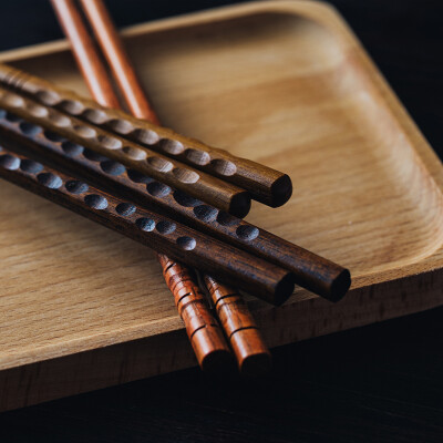日式和风原实木筷子龟甲寿司筷家用环保木质筷子天然手工筷子套装