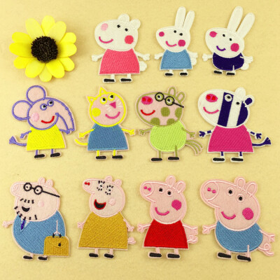 佩佩猪布贴补丁贴 衣服裤子服装辅料装饰修补贴花刺绣贴布 带背胶