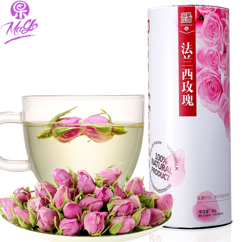 木果庄园玫瑰花茶 花草茶 法兰西胎玫瑰花茶干玫瑰花蕾88g装