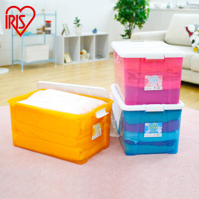 日本IRIS特大号衣服收纳箱塑料整理箱玩具衣物后备箱储物箱透明