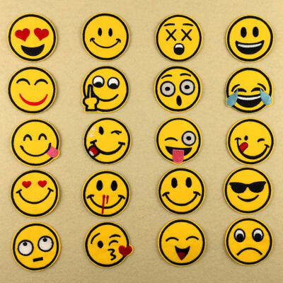 Emoji表情布贴服装辅料牛仔裤子时尚修补丁贴花doge笑脸刺绣贴布