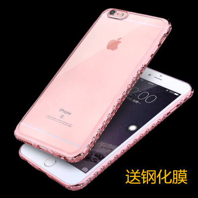 Pehe 苹果6s手机壳iPhone6plus保护套六硅胶奢华水钻玫瑰金女款薄