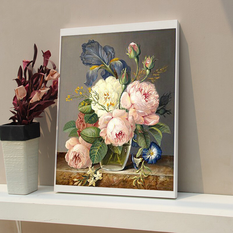 3d植物花卉刺绣十字绣线绣简单客厅小幅简约现代温馨卧室欧式挂画