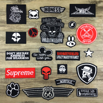 黑色徽章布贴补丁贴衣服辅料刺绣修补丁补洞羽绒牛仔衣服贴布包邮