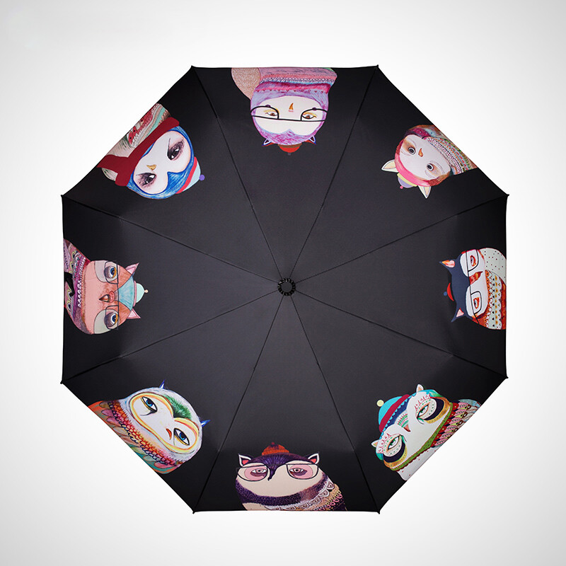 晴雨伞折叠两用遮阳伞韩国创意雨伞女太阳伞黑胶防晒伞三折伞学生