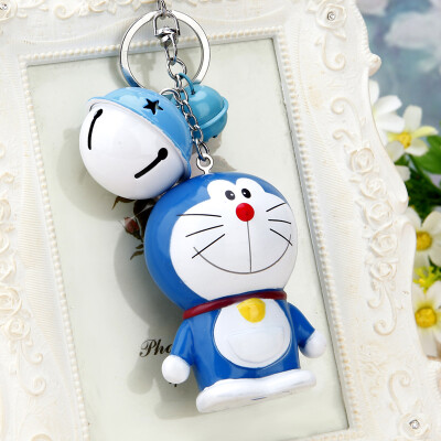 韩国创意礼品可爱叮当猫汽车钥匙扣女包挂件钥匙链圈铃铛蓝胖子