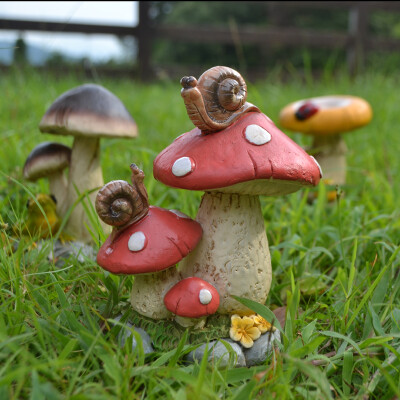 仿真树脂小蘑菇摆件多肉植物花盆花园庭院盆栽户外景观装饰工艺品