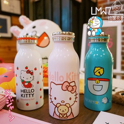 韩国可爱卡通哆啦A梦水杯创意保温杯男女便携学生萌牛奶水瓶杯子