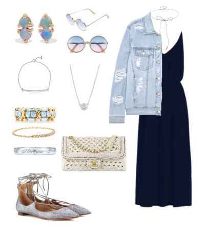 Travel Style@ZIMMERMANN Silk V Picnic Dress、Aquazzura flat、Chanel bag、Tiffany rings、necklace，bracelet