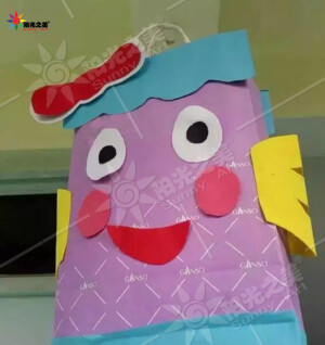 创意纸袋   儿童手工  手工DIY  牛皮纸袋