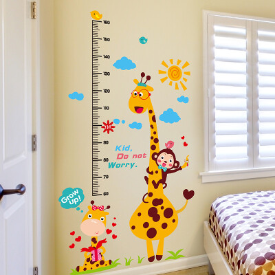 儿童房幼儿园卡通动物贴小孩量身高装饰墙贴可移除贴纸猴子身高贴