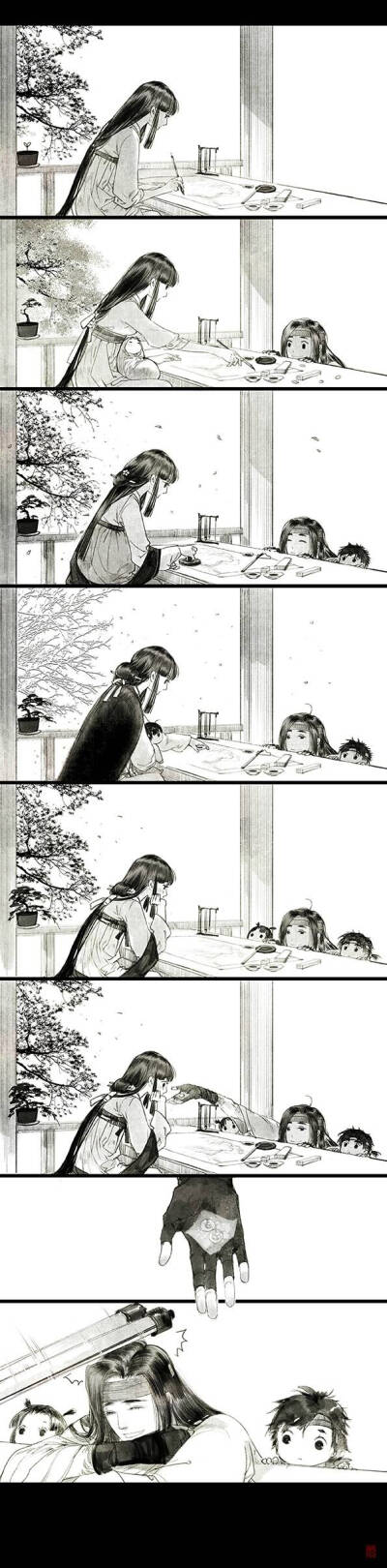 “好了，别闹！带孩子去～-_-||”
～伊吹五月绘［古风］［插画］［手绘］［古韵］［日常］［剑网三］