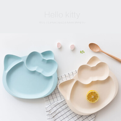 肆月 Hello kitty儿童餐具分格盘 亚光磨砂陶瓷早餐盘水果点心盘