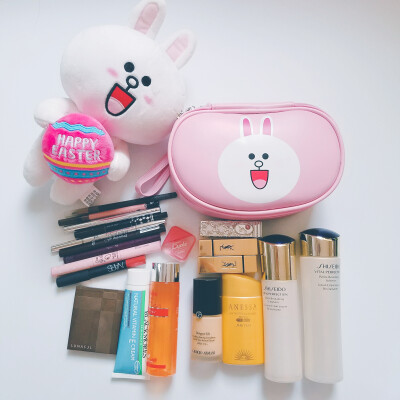 包邮定制韩国卡通可爱可妮兔小号便携大容量化妆包收纳包PU旅行