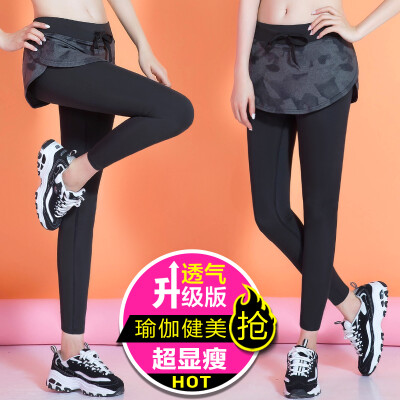 韩国瑜伽假两件九分裤女秋冬薄款高弹力速干透气运动跑步健身短裤