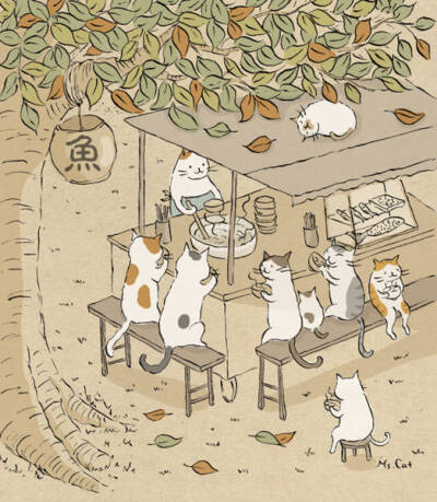 一组猫咪图，好喜欢这种氛围丨by Ms Cat