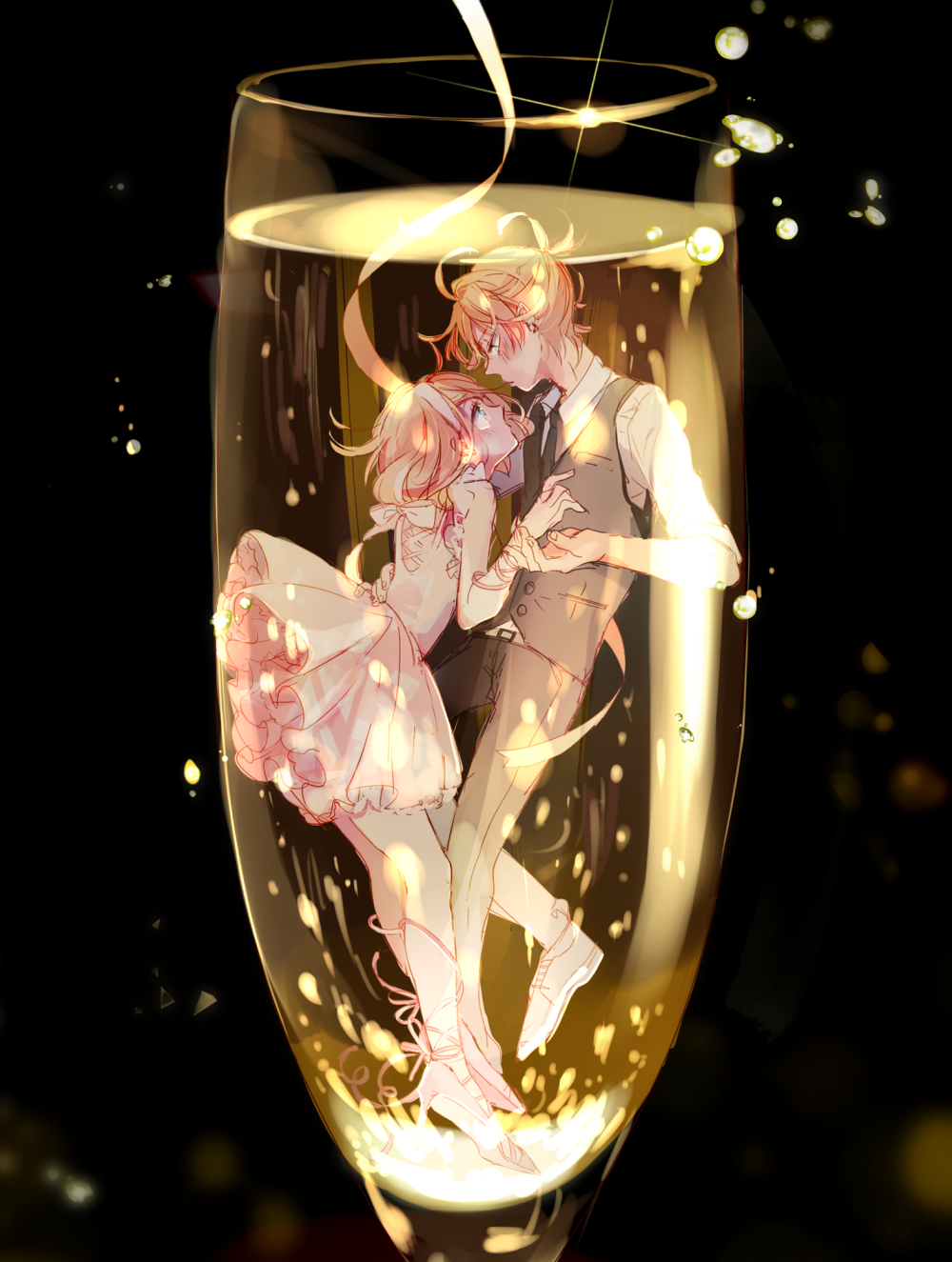 【Champagne】 by: macozi id=59500811 pixiv， 插画，VOCALOID， 音乐，静音双子，rin，len