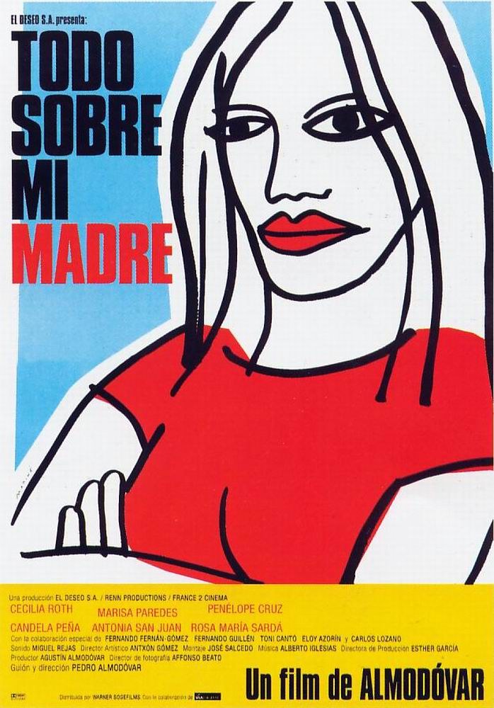 关于我母亲的一切 Todo sobre mi madre (1999) ★★★★★
佩德罗·阿莫多瓦拍的电影总是很怪异，就算是关于母爱的电影也是如此，电影有一种怪异之美，音乐有一种伤感之美。本片在色彩上运用了大量的红色，红色的画面呈现出的不仅是在视觉上的冲击力和感染力，更是通过红色的画面传递出了欲望的放纵和情感的积淀，以此寻求人与人之间的心灵交融。 