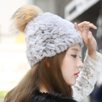 獭兔毛帽子女士韩版户外冬天时尚护耳保暖貉子毛球潮帽瘦脸学生帽