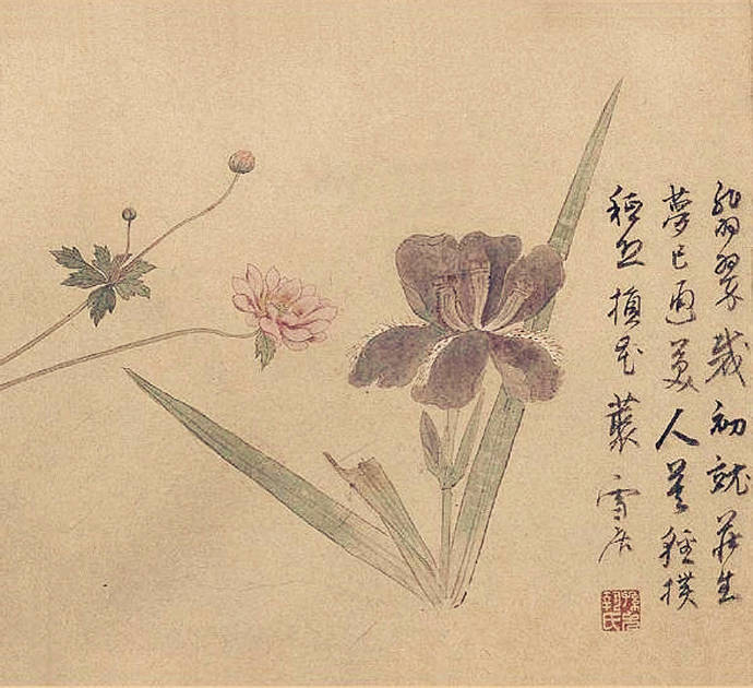 明·孙克弘《百花图卷》纸本设色，27×532.5cm，北京故宫博物院藏。
全卷抓住其枝叶和花各自的自然特征描绘，有的素静清雅，有的热烈绚烂，但其姿态又无一不清细优雅。每段均有自题诗和署有“雪居”二字款，钤“孙允执氏”印。书风潇洒，与其画风的雅驯相得益彰。