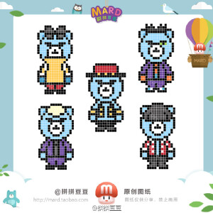 【BigbangYG熊-第二画】还记得去年画的第一版YG熊么 后来不时有顾客抛来更多更好看的经典演出服造型 那…M菌拖了大半年总算又墨迹出了第二套了喜欢的话返图圈我哦#拼拼豆豆#