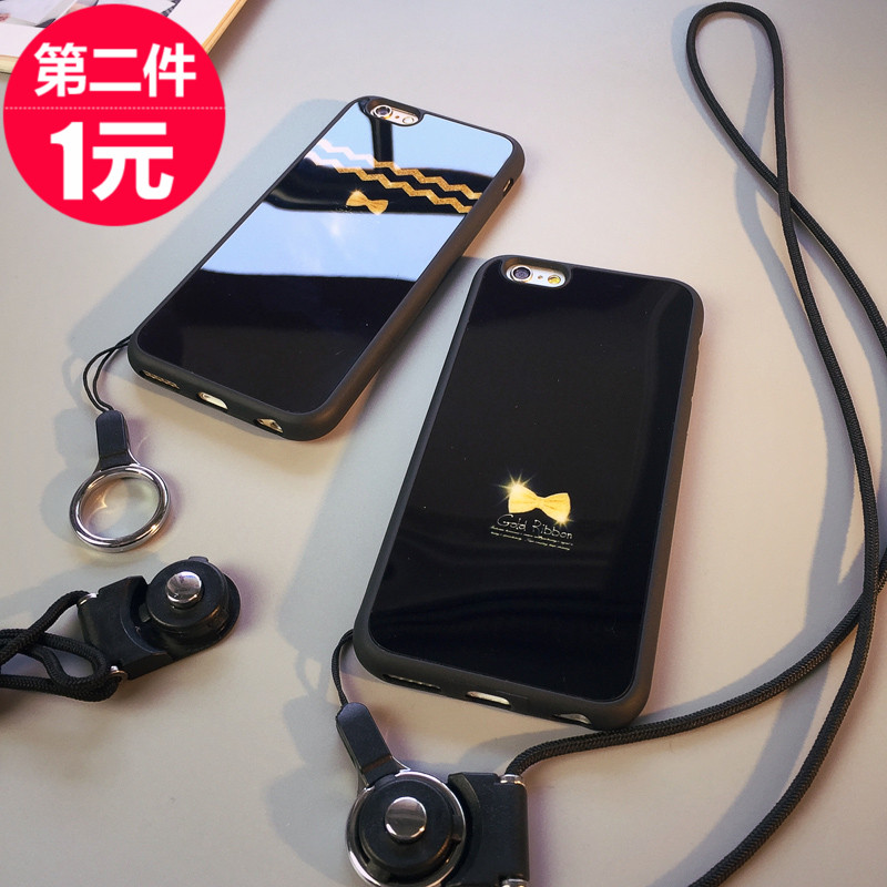 情侣蝴蝶结iPhone6手机壳6s苹果6plus女款防摔套挂绳硅胶六6p可爱