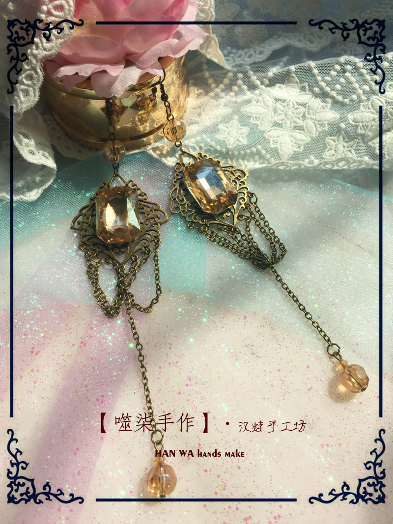 【汉蛙手作】宝石耳坠耳饰 复古宫廷维多利亚哥特风 Lolita饰品