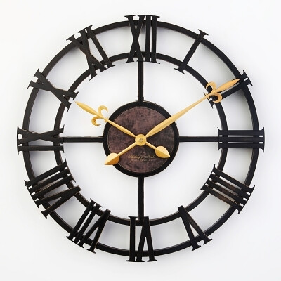 17英寸挂表仿铁艺罗马数字时钟欧式工业复古创意挂钟客厅卧室钟表
