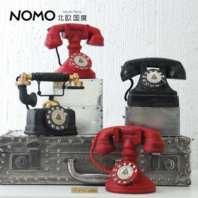 北欧国度 复古树脂电话机模型 拍摄道具橱窗摆件 创意家居饰品