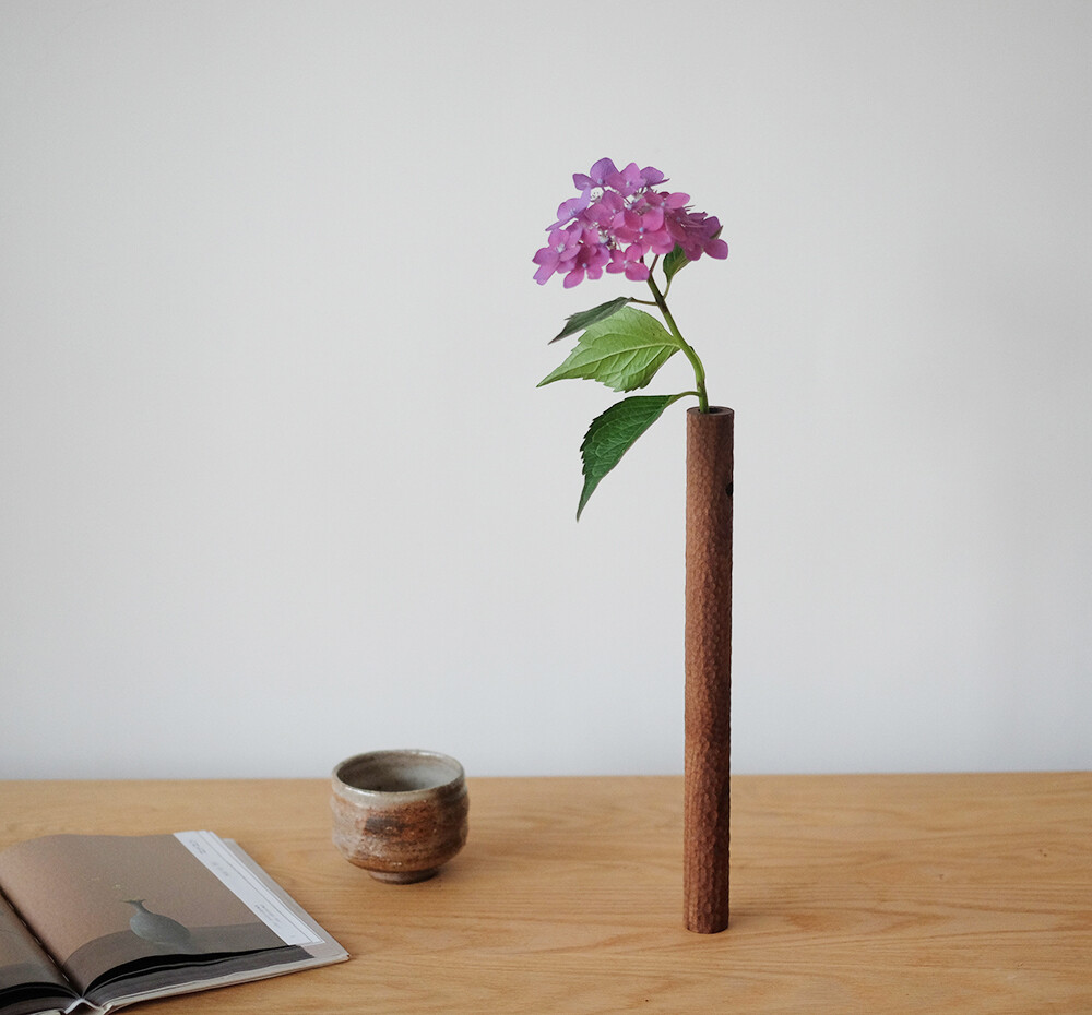 {花器 一轮插}寂境 微澜黑胡桃 手作花器花入 整木雕凿 茶室