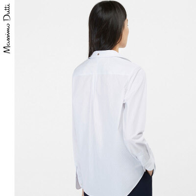 Massimo Dutti 女装 条纹水洗棉长袖衬衫