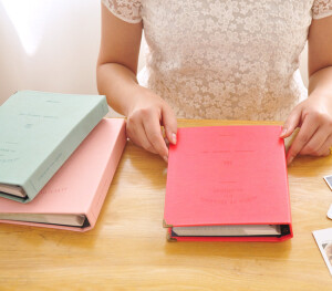 大容量皮革线圈插页式宝丽来相册名片册电影票收纳册 120张