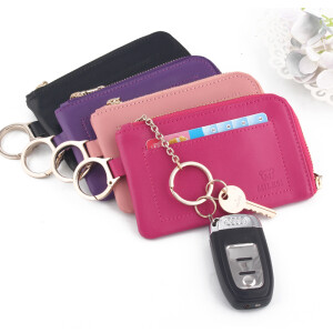 米勒斯韩国头层男士牛皮拉链钥匙包真皮女士零钱包通用车钥匙包