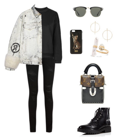 Gucci jacket，Saint Laurent jeans，Kendall+Kylie boot，Louis Vuitton bag，Tom Ford sunglasses，Dolce&Gabbana iphone case
