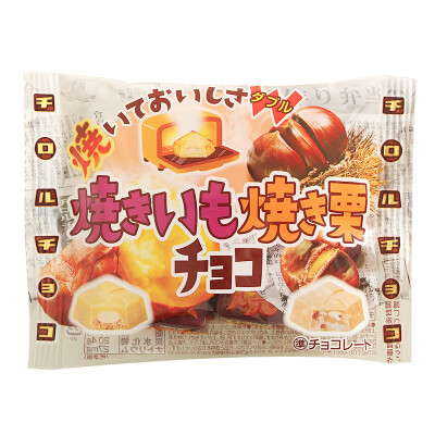 日本进口零食 松尾tirol 2味烧栗子红薯年糕夹心巧克力35g6枚入