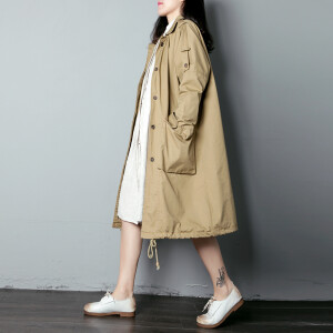 馨桔2016秋冬文艺宽松休闲蝙蝠袖单排扣风衣女中长款外套工装