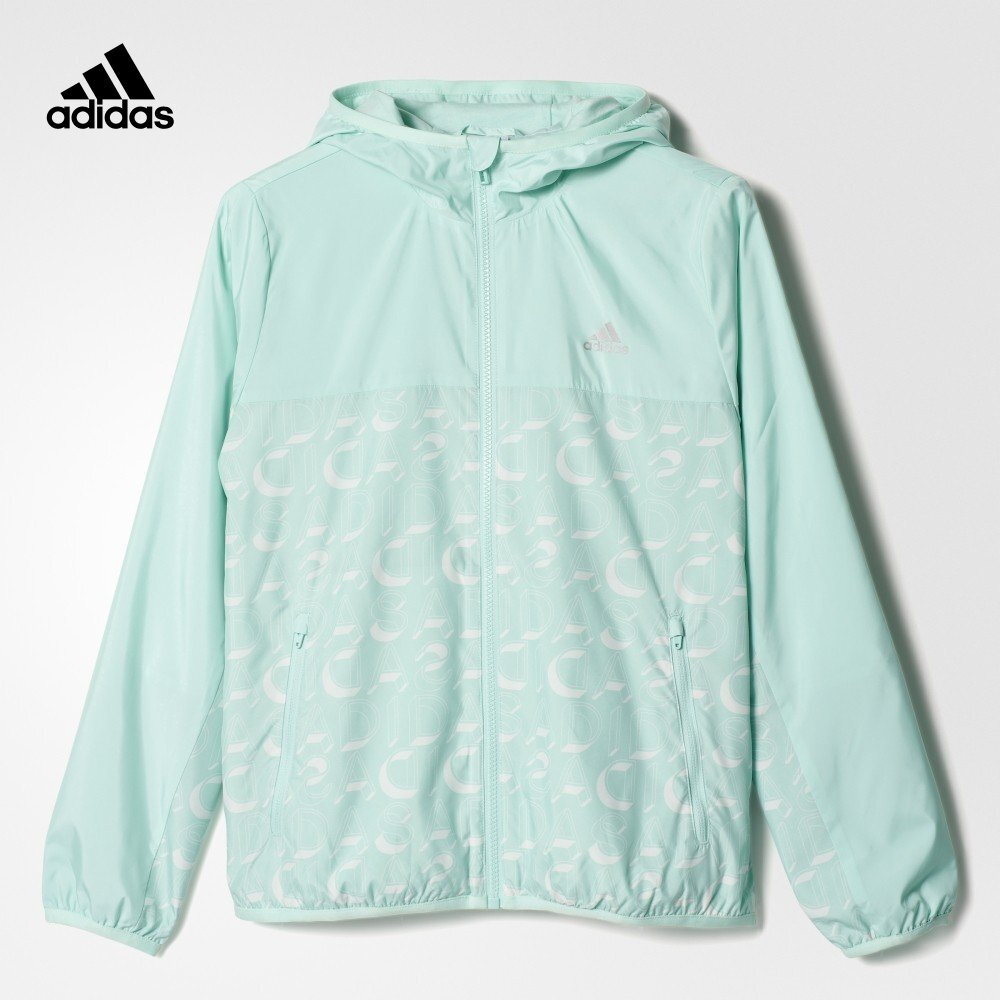 adidas 阿迪达斯 训练 女大童 梭织茄克 冰晶骑士绿 AY4714-tmall