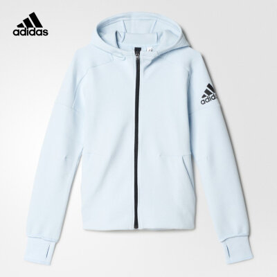 adidas 阿迪达斯 训练 女大童 针织茄克 冰晶蓝 AY5325-tmall