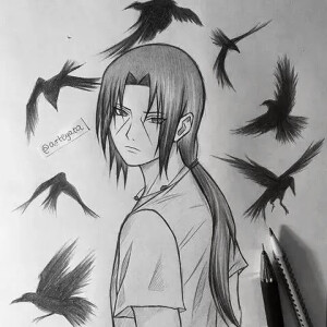无意间找到的，超喜欢 火影素描宇智波鼬