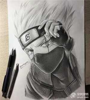 无意间找到的，超喜欢 火影素描旗木卡卡西