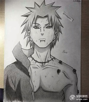 无意间找到的，超喜欢 火影素描天道佩恩