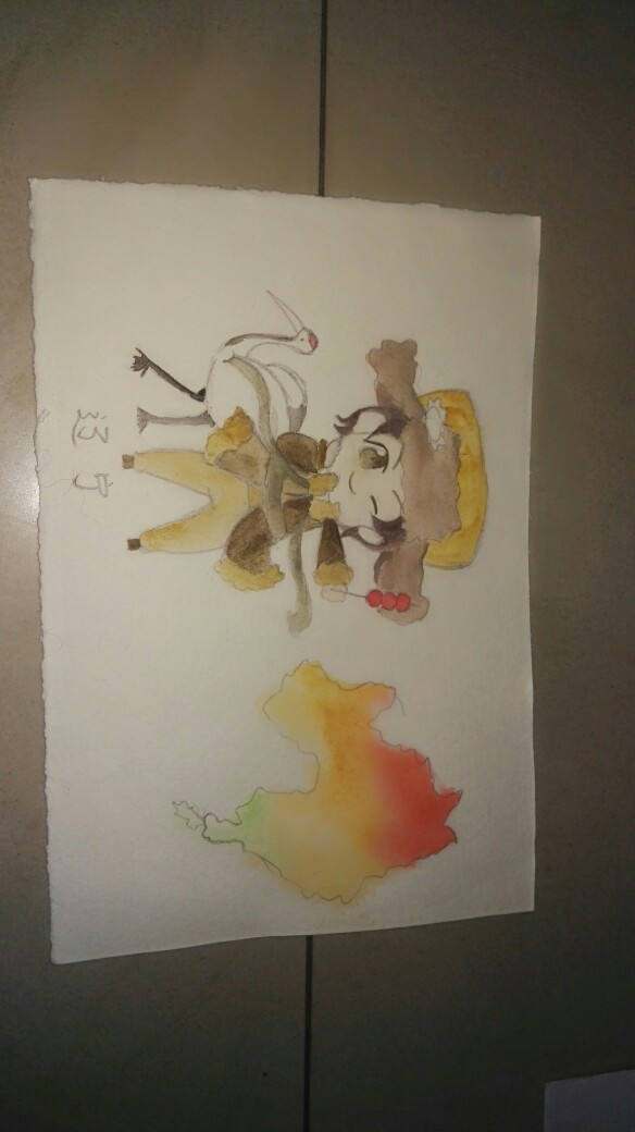 地理省份手绘水彩拟人明信片