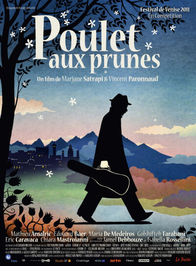 梅子鸡之味 Poulet aux prunes (2011) ★★★★☆
这部唯美的法语片就像一盘精美的梅子鸡，色香俱全，味道尚可，只是稍欠火候。本片延续了《我在伊朗长大》的漫画式风格，外加童话般色调，充满了天马行空的想象力，…