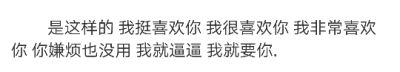  是这样的 我挺喜欢你 我很喜欢你 我非常喜欢你 你嫌烦也没用 我就逼逼 我就要你.