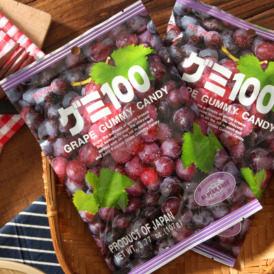 日本进口零食糖果 春日井 100%果汁紫葡萄QQ软糖107g进口软糖